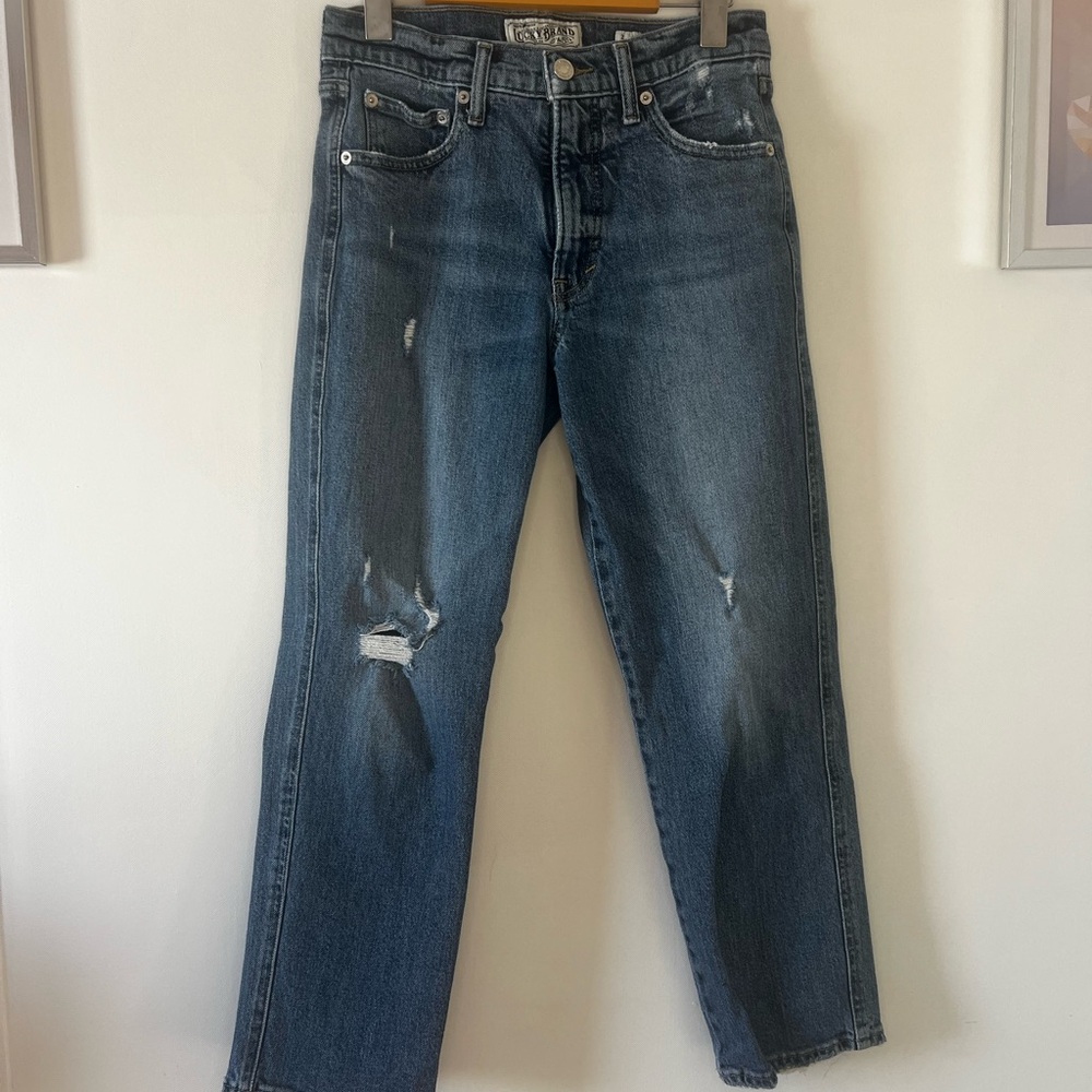 Lucky Brand Women's Distressed Dark Blue Straight Jeans